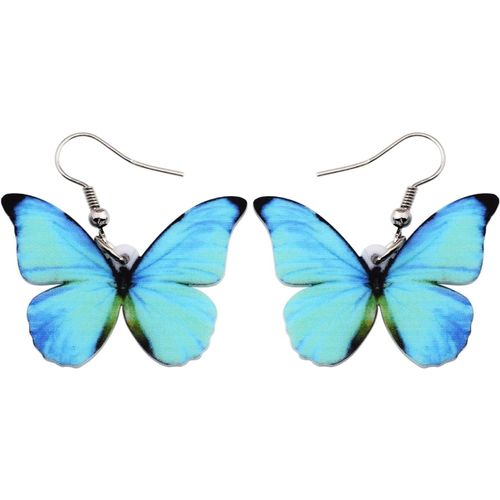Kal-Boucles D'oreilles Papillon Monarque En Acrylique Boucles D'oreilles Papillon Morpho Bleu Pour Femmes Filles Charms Cadeaux