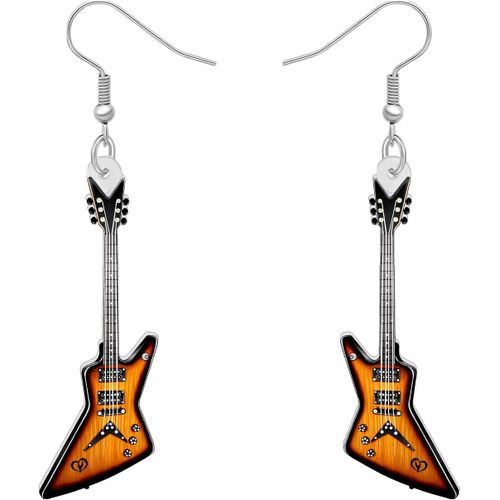 Kal-Boucles D'oreilles Créatives En Acrylique La Mignon Musique La Basse La Guitare Électrique Pour Les Femmes Les Filles Boucles D'oreilles Pendantes Bijoux Pour Party Charms