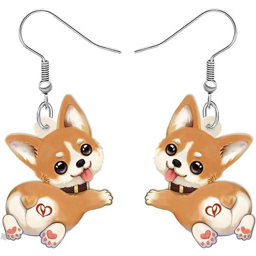 Kal-Boucles D'oreilles En Acrylique Chien Corgi Bijoux Pour Femmes Filles Boucles D'oreilles À Crochets Pendantes Animaux De Compagnie Cadeaux Pour Les Amoureux Des Chiens Charms