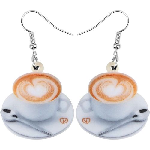 Kal-Boucles D'oreilles Pendantes En Acrylique En Forme De C?ur Avec Tour Eiffel, Cuillère, Latte, Tasse À Café, Bijoux Pour Femmes, Adolescentes, Filles, Cadeaux De Fête Tendance