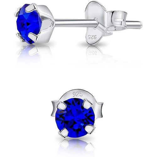 Kal-Mini/Petites Boucles D'oreilles/Clous En Argent Fin 925 Et Cristaux De Swarovski Elements Ronds - Diamètre: 4 Mm