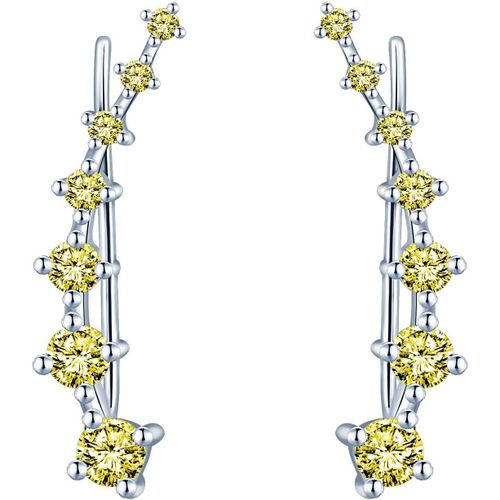 Kal-Boucles D'oreilles Femme En Argent Sterling 925, Boucles D'oreilles Crochet Clips Cristal Strass, Cadeau Anniversaire Noël