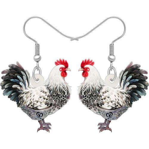 Kal-Anime Poule Poulet Boucles D'oreilles Acrylique Ferme Animaux Bijoux Drôle De Poulet Cadeaux Pour Femme Fille Charme
