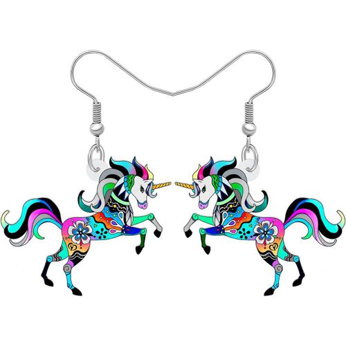Kal-Boucles D'oreilles Pendantes Goutte En Acrylique Mignon Animal Licorne Cadeaux Fête Faveurs Cheval Bijoux Pour Femmes Accessoire