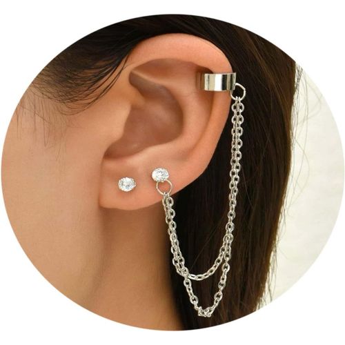 Kal-Boucles D'oreilles Tassel Boho Boucles D'oreilles En Cristal Boucles D'oreilles Argentées Boucles D'oreilles En Cz Boucles D'oreilles Cartilage Longues Chaînes Pendantes Parure De Bijoux