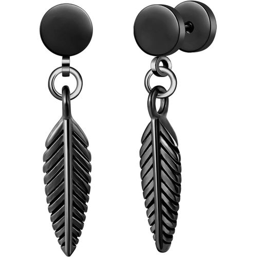 Kal-Boucles D'oreilles En Acier Inoxydable Pour Homme: Créatifs Pendantes D'oreilles Plume Femme - Moderne Boucle D'oreille Piercing À Vis - Bijoux Quotidiennes Adolescent Décoration