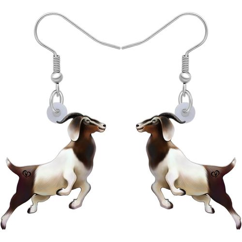 Kal-Boucles D'oreilles Pendantes En Acrylique Chèvre Animaux De La Ferme Noir Blanc Mouton Boer Bijoux Pour Femmes Breloques Cadeaux Accessoires
