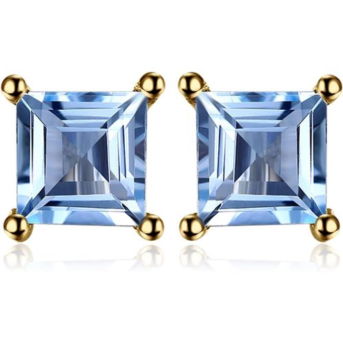 Kal-Boucles D'oreilles Carré Véritable Améthyste Clous D'oreilles Argent 925