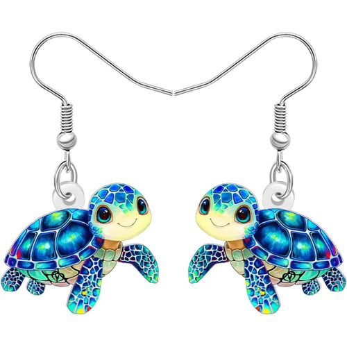 Kal-Boucles D'oreilles Tortues Mignonnes En Acrylique - Cadeau Pour Femme - Animaux De L'océan - Bijoux D'été - Décoration De Plage - Pour Les Amateurs D'aquarium