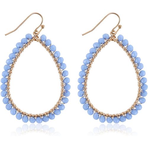 Kal-Boucles D'oreilles Créoles Pendantes Forme De Larme, Boucles D'oreilles D'été En Cristal Scintillant Boucles D'oreilles Personnalisées Accessoires Bohèmes Cadeaux Pour Femmes