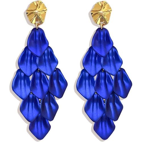 Kal-Boucles D'oreilles Pour Femmes Filles À L'aiguille En Argent 925 Vintage Exagérée Déclaration Pendantes Boucles D'oreilles Longues En Pétale De Rose Pendantes Boucles D'oreilles