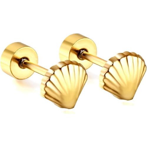 Kal-20g Petites Boucles D'oreilles À Tige En Forme De Coquillage Pour Femmes Et Filles En Acier Chirurgical Plaqué Or 14 Carats Coquillage Cartilage Tragus Hypoallergéniques Cadeau