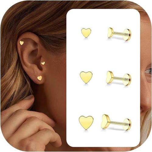 Kal-Boucles D'oreilles Femme Or Boucle D'oreille Acier Inoxydable - Piercing Oreille Boucle D'oreille Acier Chirurgical Piercing Tragus Helix Conch Or Boucles D'oreilles Femme 20g 18g 16g