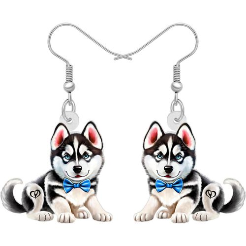 Kal-Boucles D'oreilles Acrylique Husky De Sibérie Pendantes Chien Bijoux Cadeaux Pour Femmes Filles Chiens Charms Décoration