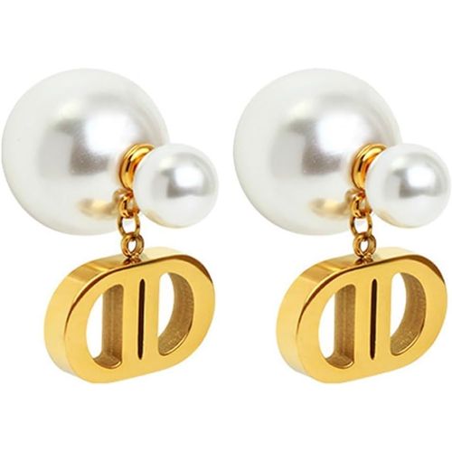 Kal-Boucles D'oreilles Perles Pour Femme,Parure Bijoux Lettre,Bijoux De Mode Pour Femmes,Boucle D¿Oreille Cadeau Pour Femme Fille(Or)
