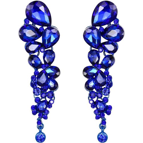 Kal-Boucles D'oreilles Pendant Femme Multi Goutte D'eau Cristal Strass Bijou Mariage Diamenté Cadeau