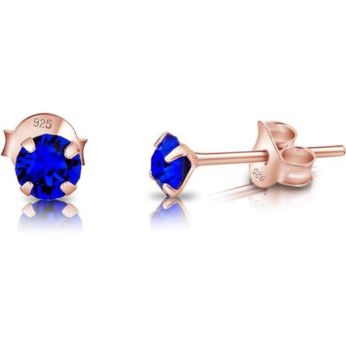 Kal-Mini/Petites Boucles D'oreilles/Clous En Argent Fin 925 Plaqué Or Rose Et Cristaux De Swarovskielements Ronds - Diamètre: 4 Mm