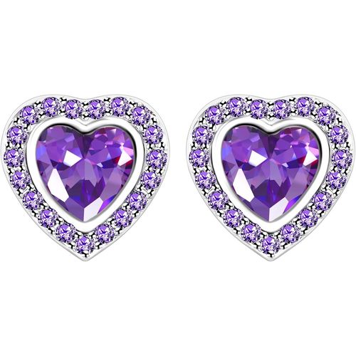 Kal-Boucles D'oreilles Clous C?ur Scintillant, Design Halo Zircon, Laiton Hypoallergénique, Bijoux De Saint-Valentin Et Anniversaire Pour Femme Ya4135