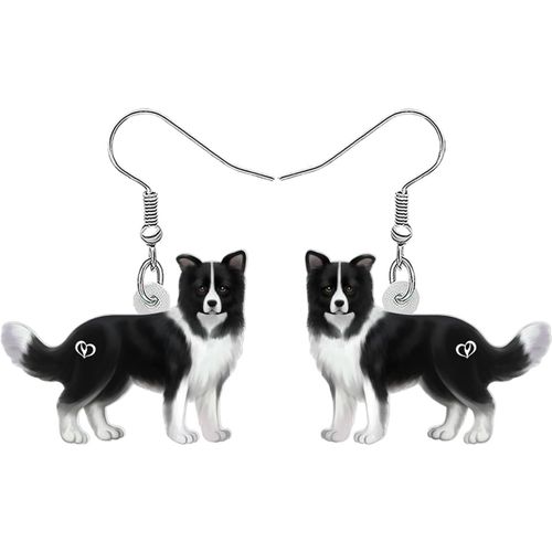 Kal-Adorable Border Collie Boucles D'oreilles Acrylique Animaux Chiens Cadeaux Pour Femmes Filles Bijoux Charms Chiot Mignon