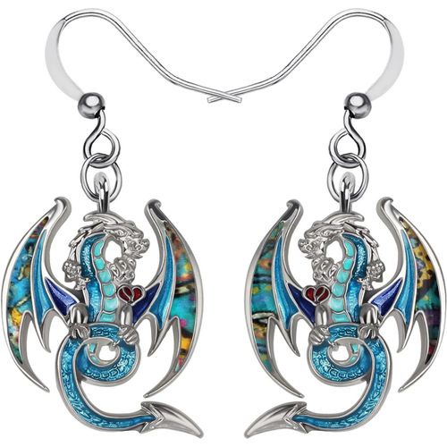 Kal-Boucles D'oreilles Pendantes En Émail Alliage Mignon Fantaisie Coloré Mignon Dinosaure Cadeaux Pour Les Femmes Dragon Bijoux Charms