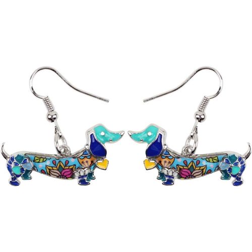 Kal-Cute Email Le Teckel Boucles D'oreilles Chien Pendantif Animaux Bijoux Pour Femme Filles Proprié Taires De Chiens Charms Cadeaux