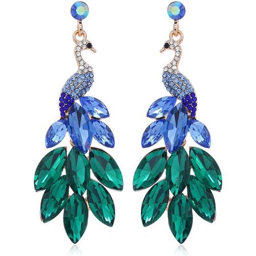 Kal-Boucles D'oreilles Pendantes Paon Longues Boucles D'oreilles Pendantes Champagne Boucles D'oreilles Pendantes Scintillantes Pour Femmes Filles Cadeau D'anniversaire Fête Des Mères
