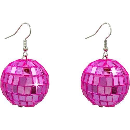Kal-Boucles D'oreilles Disco Femme 1 Paire Boucles D'oreilles Boule Disco À Facettes Boucles D'oreilles Miroir Pour Fille Femme, Disco Vêtements, Accessoire Annee 70
