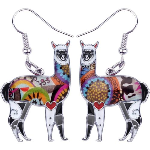 Kal-Émail Llama Alpaca Boucles D'oreilles Pendentif Cadeaux Bijoux Pour Les Femme Filles Charmes