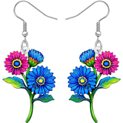 Kal-Boucles D'oreilles Papillon Floral Coloré En Acrylique Dangle Cadeaux Esthétiques Pour Femmes Maman Bijoux Fleurs Printemps Eté Charms