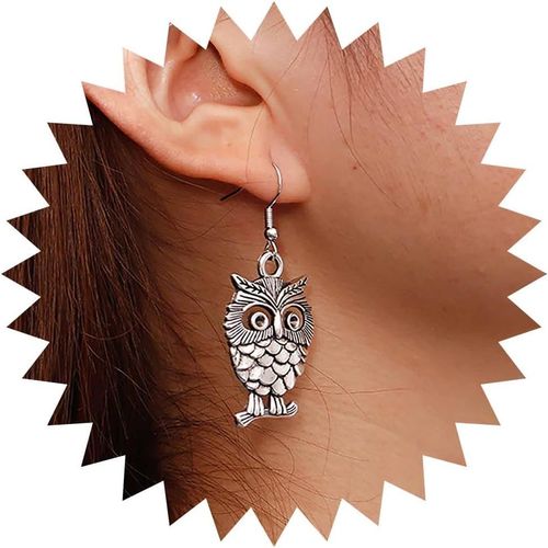 KAL-Boucles D'Oreilles Hibou Boho Boucles D'Oreilles Hibou Argenté Boucles D'Oreilles Hibou Vintage Boucles D'Oreilles Hibou Personnalisé Boucles D'Oreilles Hibou Gitan Tribal Bijoux Pour Femmes