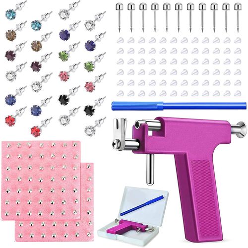 Kal-Lot De 224 Pistolets De Perçage D'oreille En Acier Inoxydable Avec Boucles D'oreilles Pour Le Nez, La Lèvre Et Le Septum