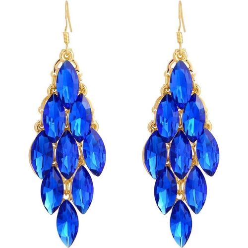 Kal-Boucles D'oreilles Femmes À L'aiguille Plaqué Or 14k Vintage Exagérée Déclaration Pendantes Longues Filles Cristaux Teardrop Zircon Cadeau