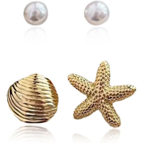 Kal-Boucles D'oreilles Femme Étoile De Mer, Exquis Boucle D'oreille Étoile De Mer En Doré, Élégant Boucle Oreille Femme Été Pour Les Vacances, Tous Les Jours, Fête, Mariage