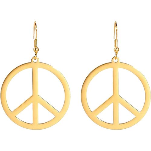 Kal-Boucles D'oreilles Pendantes En Acier Inoxydable Avec Signe De La Paix Pour Femme, Style Hippie, Géométrique, Accessoires De Bijoux Pour Les Années 60 Ou 70