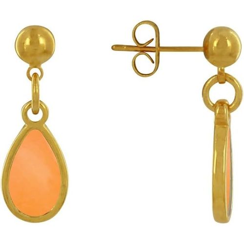 Kal-- Boucles D'oreilles Clous Métal Doré Petite Goutte Coloré Translucide
