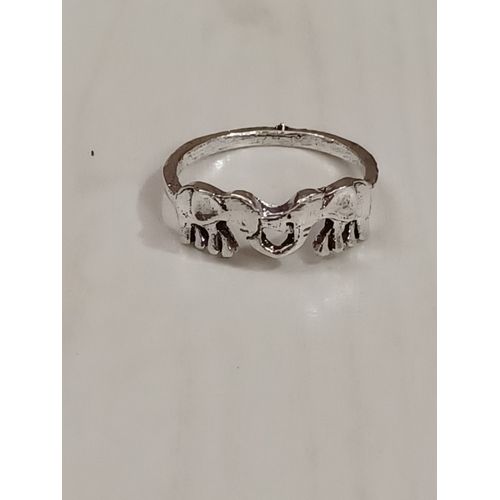 Bague Métal Argenté,Elephants ,Taille 17.52 Mm