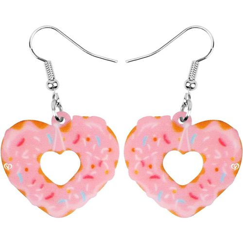 Kal-Acrylique Saint-Valentin Cute Coeur Beignets Boucles D'oreilles Pendaison Bijoux De Mode Pour Les Femme Filles Cadeaux De Charme