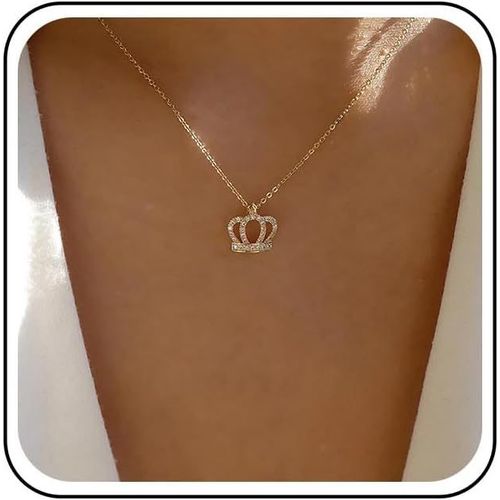 Kal-Collier Boho Couronne Cristal Choker Collier Chaîne Couronne Or Collier Pendentif Couronne Cz Collier Couronne Strass Bijoux Pour Femmes