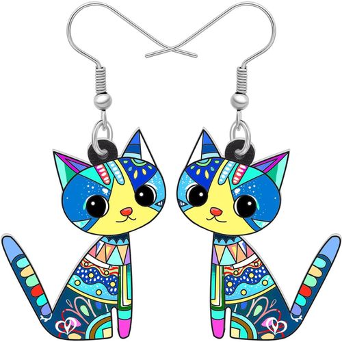 Kal-Boucles D'oreilles Chat En Acrylique Breloques Forme Chatons Cadeaux Pour Femme Fille Amoureux Chats Bijoux