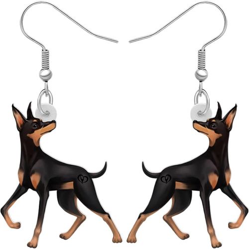 Kal-Boucles D'oreilles Chien Doberman Acrylique Pendantes Drôles De Chiens Bijoux Animaux Cadeaux Pour Femmes Filles Charms Décoration