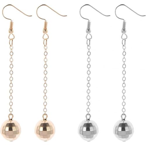 Kal-Boucles D'oreilles Boule Disco Pour Femmes - Boucles D'oreilles Années 70 Accessoires De Déguisement Femme