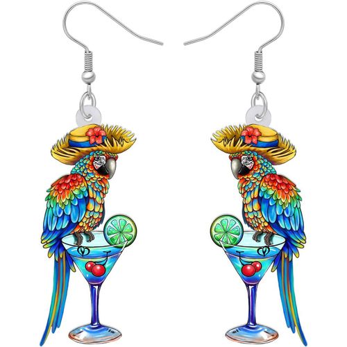 Kal-Boucles D'oreilles Perroquet En Acrylique Boucles D'oreilles Oiseaux Macaw Dangle Scarlet Macaw Cadeaux Pour Femme Filles Charms