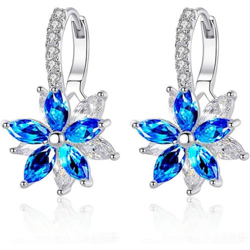 Kal-Boucles D'oreilles Pendantes En Argent Sterling Pour Femmes, Boucles D'oreilles Pendantes Fleur Avec Zircone Cubique Pour Mariage, Fête Et Noël