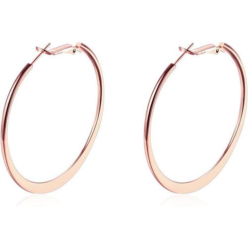 Kal-Grandes Créoles Pour Femme En 18k Or Blanc, Grands Cerceaux Unies En Argent/Or Rose/Or De 50 Mm De Diamètre, Boucles D'oreilles Anneaux Ronds Hypoallergéniques Unisexes Avec Boîte Cadeau