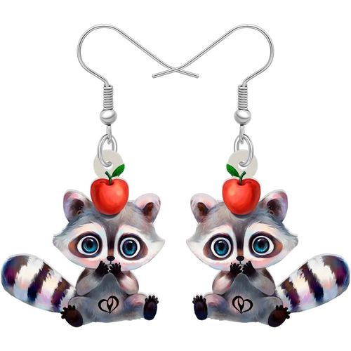 Kal-Boucles D'oreilles Pendantes En Acrylique Avec Raton Laveur D'amérique Du Nord Pour Femmes Filles Enfants Bijoux Ours Pour Les Amoureux Du Raton Laveur Charms