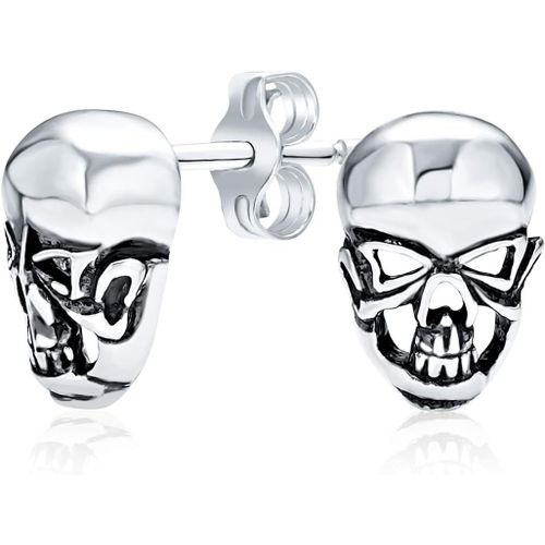 Kal-Médaillon De Pièce Ronde Lourde Et Large Des Caraïbes Aztec Pirates Crâne Pendentif Collier Pour Hommes En Argent Sterling .925 Oxydé
