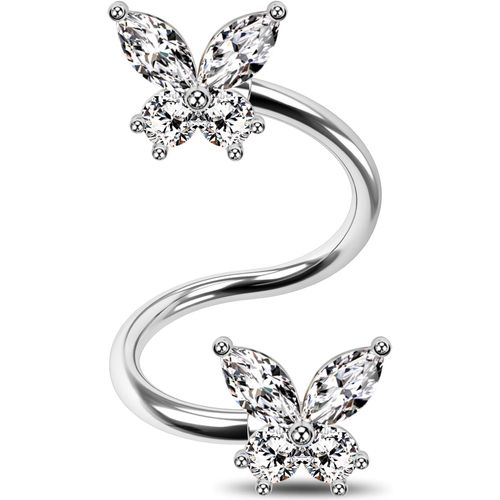 Kal-Twisted Spiral Boucles D'oreilles Papillon Cartilage Boucles D'oreilles Acier Inoxydable Spirale Haltère Daith Piercing Bijoux Twisted Lip Labret