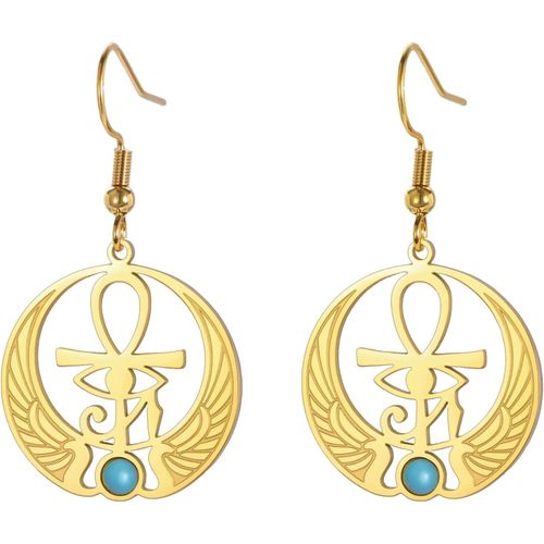 Kal-Boucles D'oreilles Ankh Croix Oeil D'horus Boucles D'oreilles Clé De Vie Boucles D'oreilles Scarabée Boucles D'oreilles Déesse Isis Ancienne Égypte Amulette Bijoux Religieux Pour Femmes