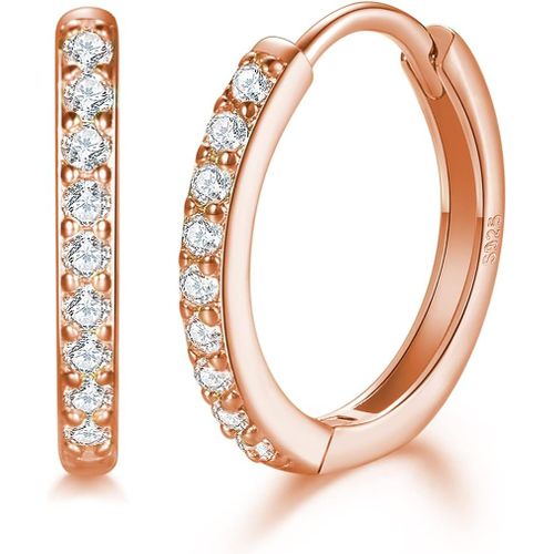 Kal-Boucles D'oreilles Créoles En Argent Pour Femmes, 925 Petites Boucles D'oreilles Créoles En Argent Sterling Avec Zircon Cubique, 3 Paires Boucles D'oreilles En Argent Huggie Hoops