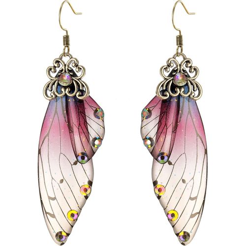 Kal-Boucles D'oreilles Suspendues Papillon Ailes Goutte Cristal Libellule Insecte Quotidien Été Pour Femme Multicolor